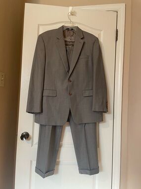 Lauren Ralph Lauren Men’s 44R Brown Check Wool Suit 2 Piece Blazer Pants Classic